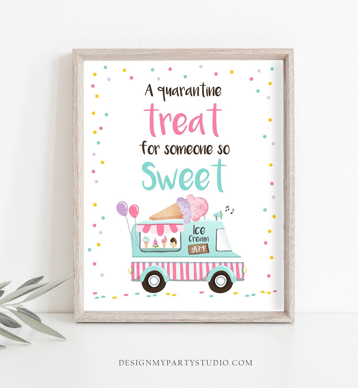 Ice Cream Truck Drive Through Birthday Party Parade Sign Thank You Sign Treat Favor Sign Social Distancing Instant Download PRINTABLE 0243