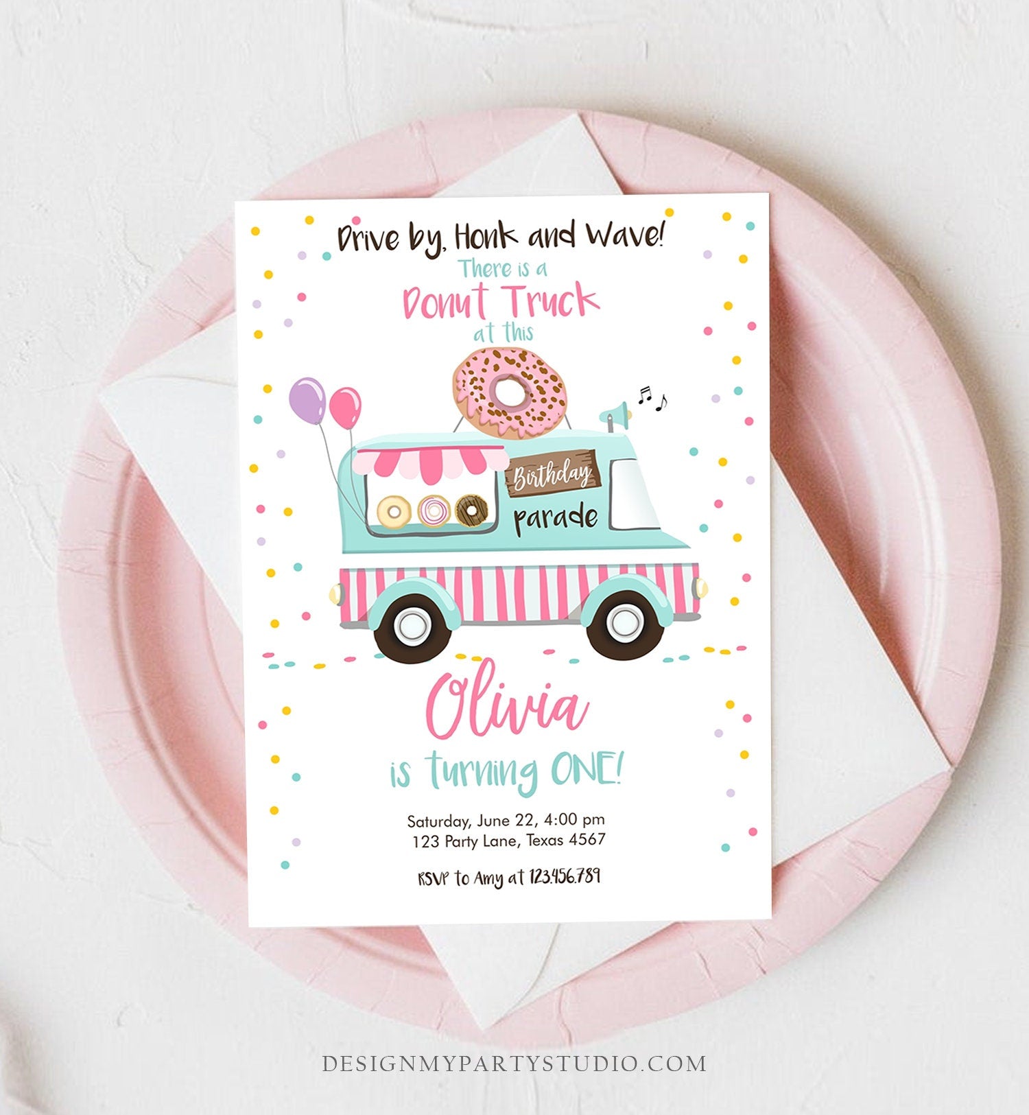 Editable Donut Truck Birthday Invitation Birthday Parade Drive By Birthday Invite Quarantine Party Sweet Printable Template Corjl 0050