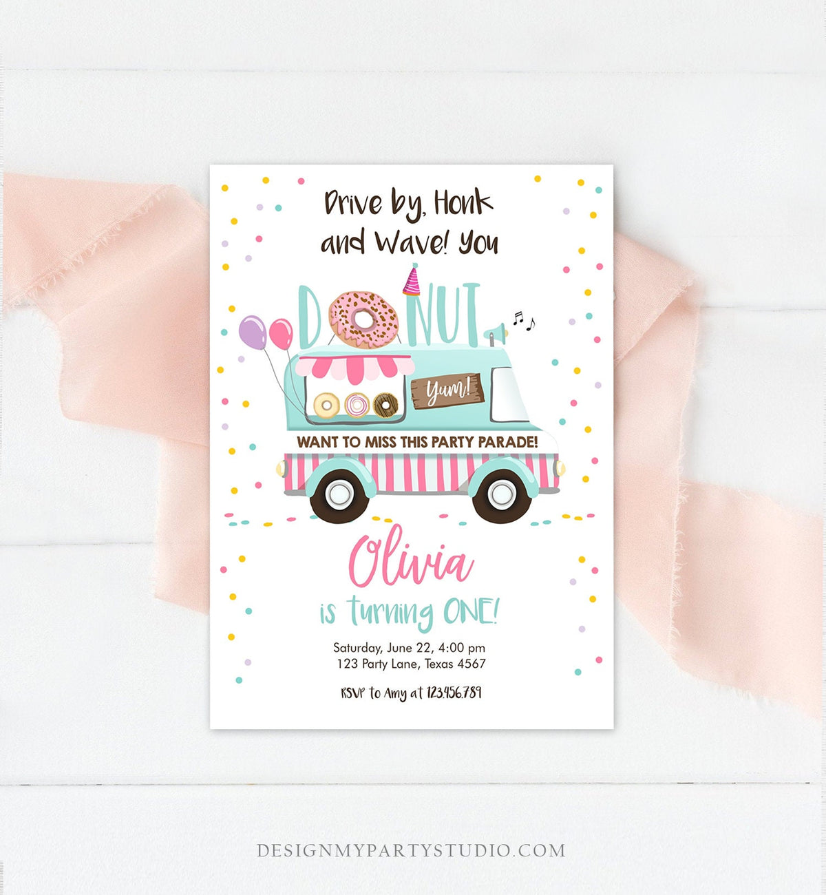 Editable Donut Truck Birthday Invitation Birthday Parade Drive By Birthday Invite Quarantine Party Sweet Printable Template Corjl 0050
