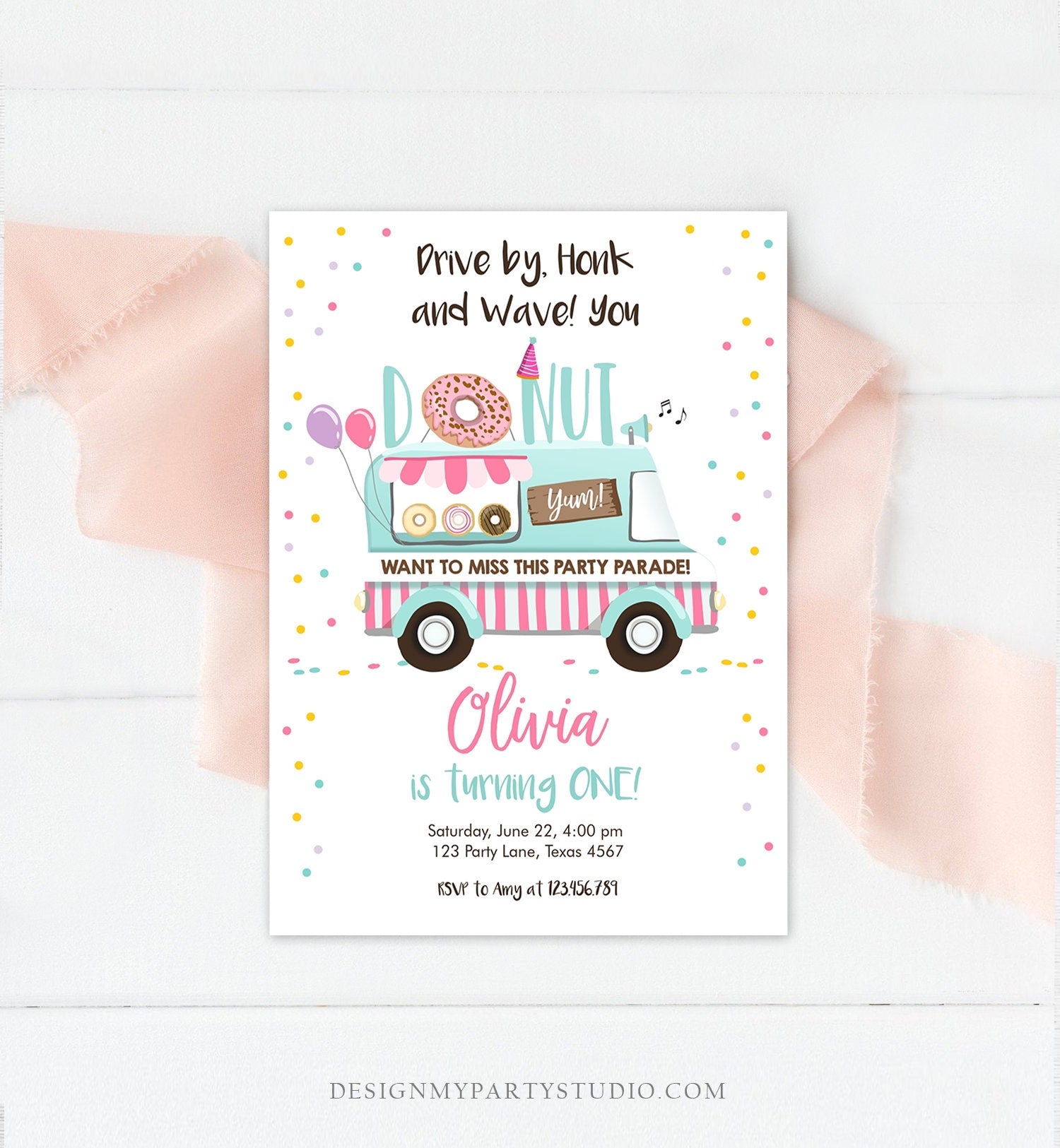Editable Donut Truck Birthday Invitation Birthday Parade Drive By Birthday Invite Quarantine Party Sweet Printable Template Corjl 0050