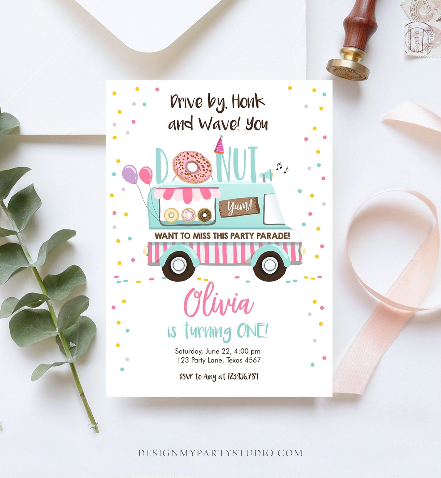 Editable Donut Truck Birthday Invitation Birthday Parade Drive By Birthday Invite Quarantine Party Sweet Printable Template Corjl 0050