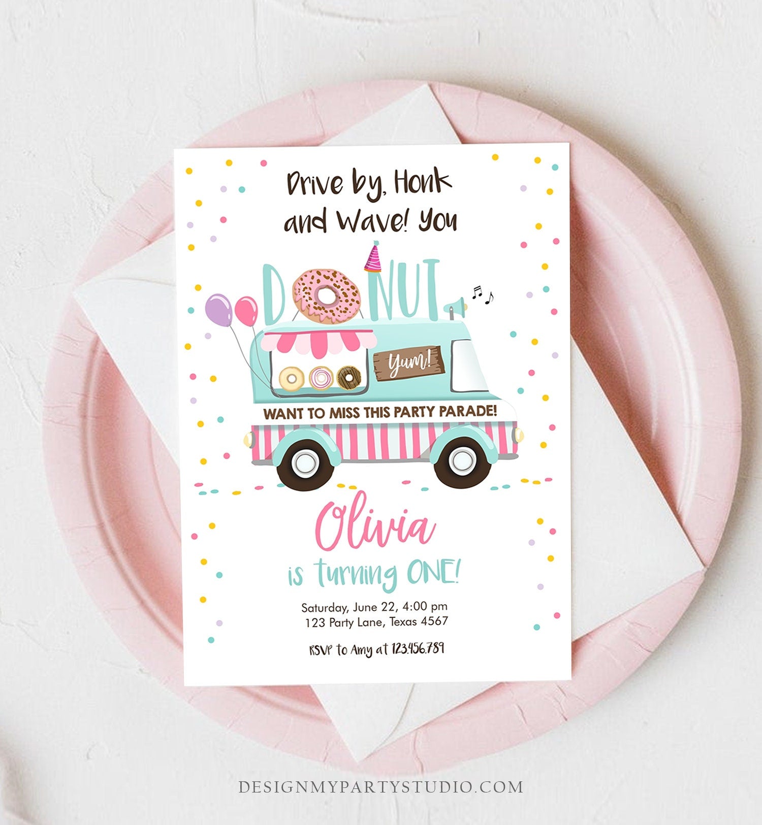 Editable Donut Truck Birthday Invitation Birthday Parade Drive By Birthday Invite Quarantine Party Sweet Printable Template Corjl 0050