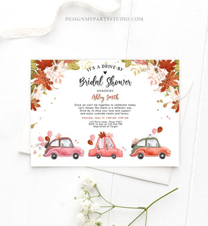 Editable Fall Drive By Bridal Shower Invitation Couples Shower Invite Quarantine Drive Through Fall in Love Template Download Corjl 0335