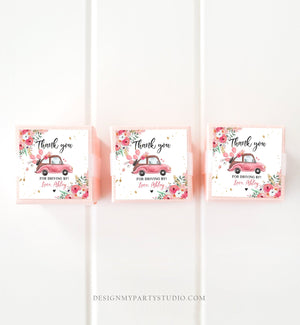 Editable Drive By Favor Tag Thank You Driving By Baby Shower Birthday Parade Gift Tags Quarantine Pink Floral Car Girl Corjl Template 0335