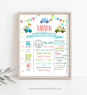 Editable Car Birthday Milestones Sign Drive By Cars First Birthday 1st Boy Blue Drive Through Sign Download Template Printable Corjl 0333