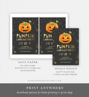 Editable Pumpkin Carving Party Invitation Fall Party Autumn Party Halloween Carving Festival Digital Download Corjl Template Printable 0175
