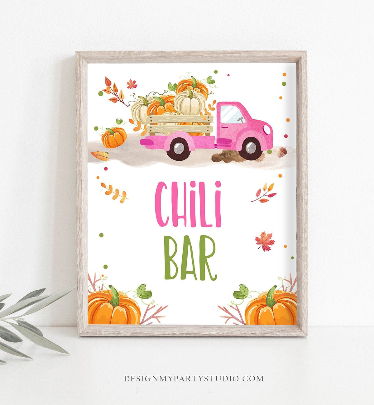 Chili Bar Sign Pumpkin birthday sign Table sign Pumpkin party signs Decor Fall Party Autumn Pink Pumpkin Truck Pumpkin Decor PRINTABLE 0153