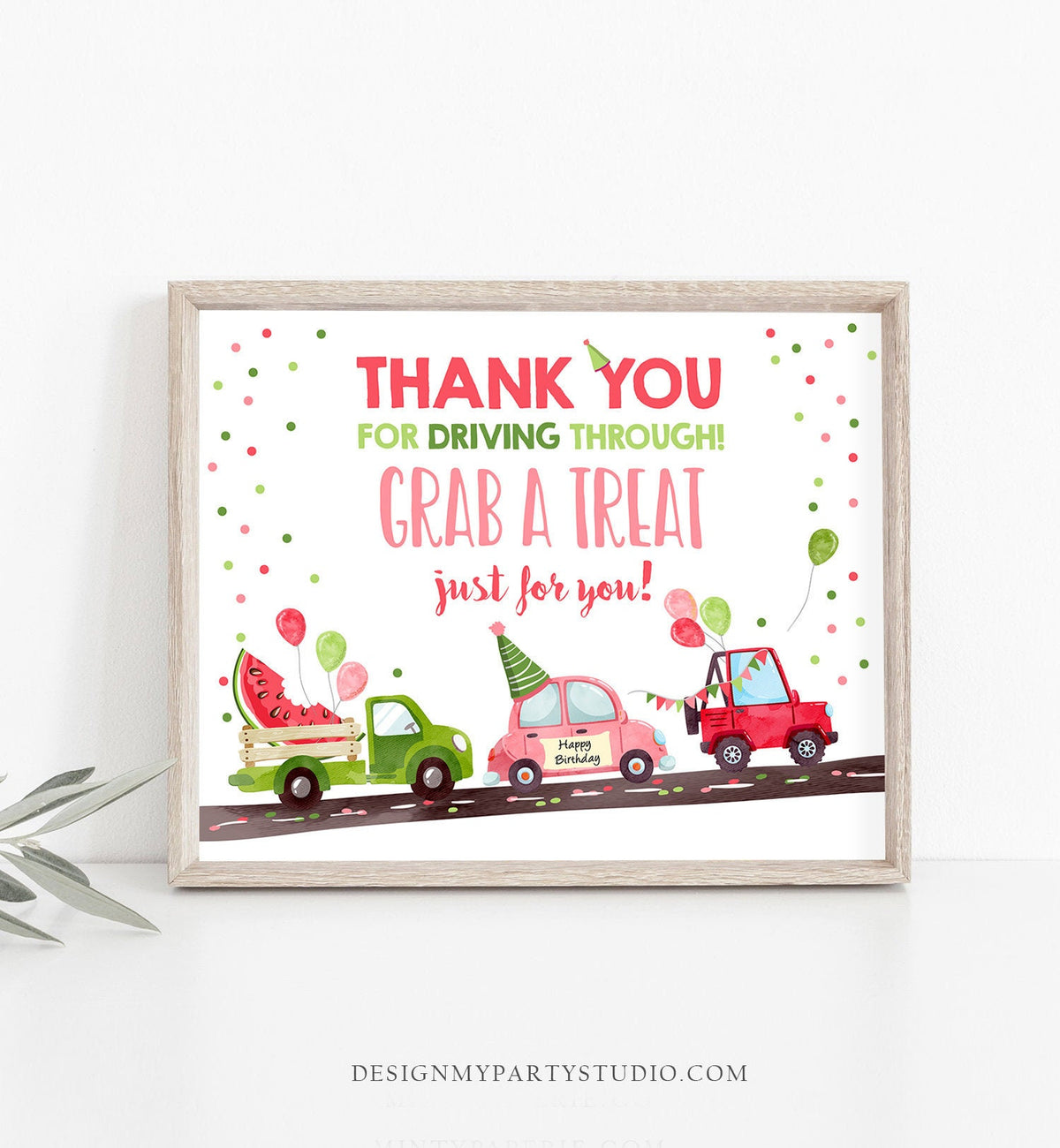 Drive By Birthday Sign Melon Birthday Party Parade Sign Thank You for Driving Through Treat Favor Sign Quarantine Treat Girl PRINTABLE 0120