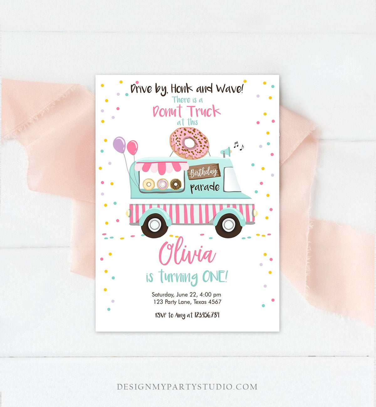 Editable Donut Truck Birthday Invitation Birthday Parade Drive By Birthday Invite Quarantine Party Sweet Printable Template Corjl 0050