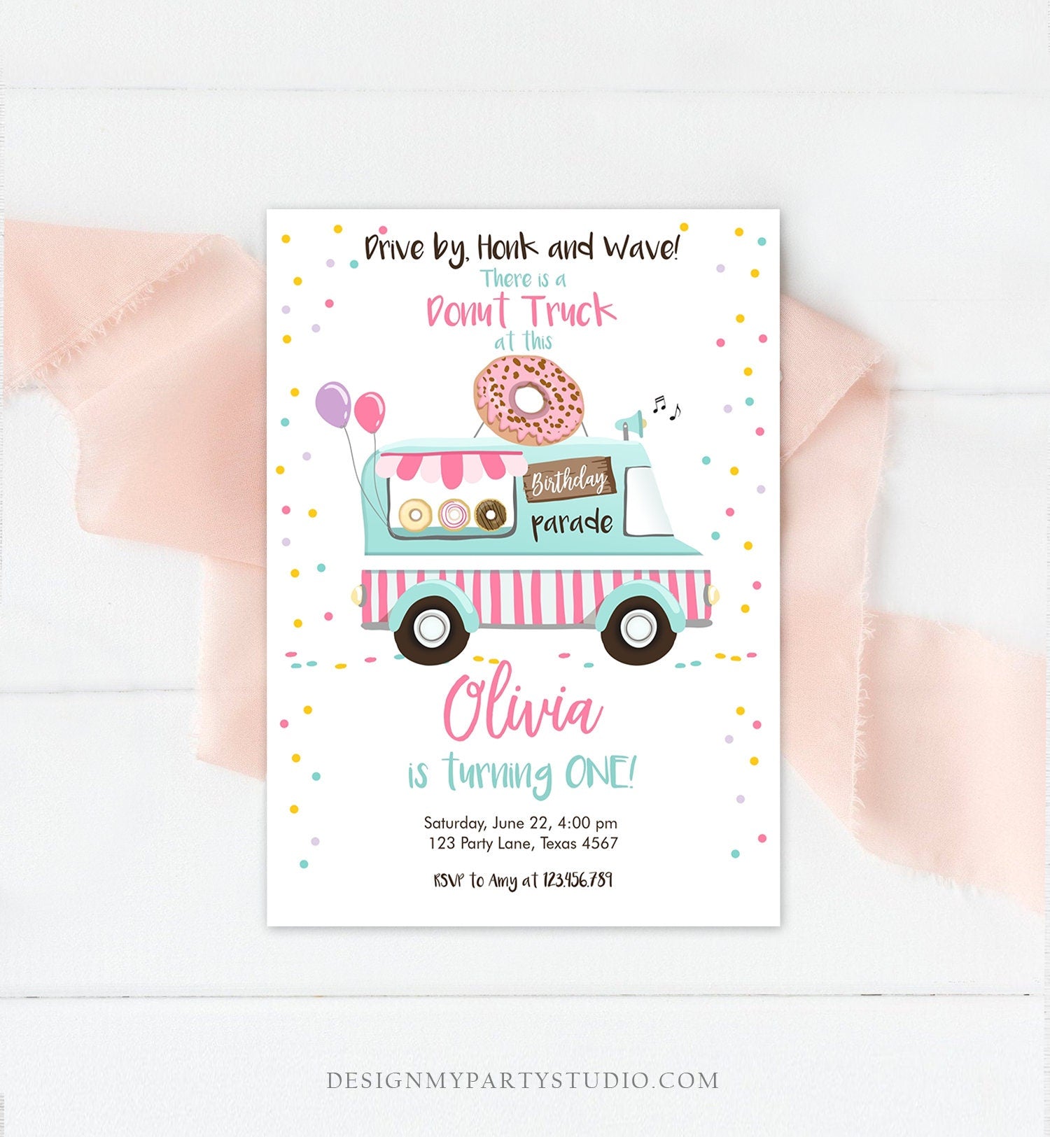 Editable Donut Truck Birthday Invitation Birthday Parade Drive By Birthday Invite Quarantine Party Sweet Printable Template Corjl 0050