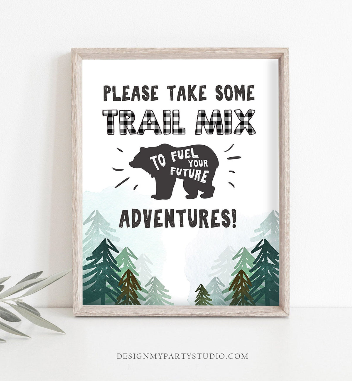 Trail Mix Sign table sign Lumberjack birthday sign Lumberjack party signs Birthday decor Lumberjack sign Adventure Plaid Bear PRINTABLE 0377