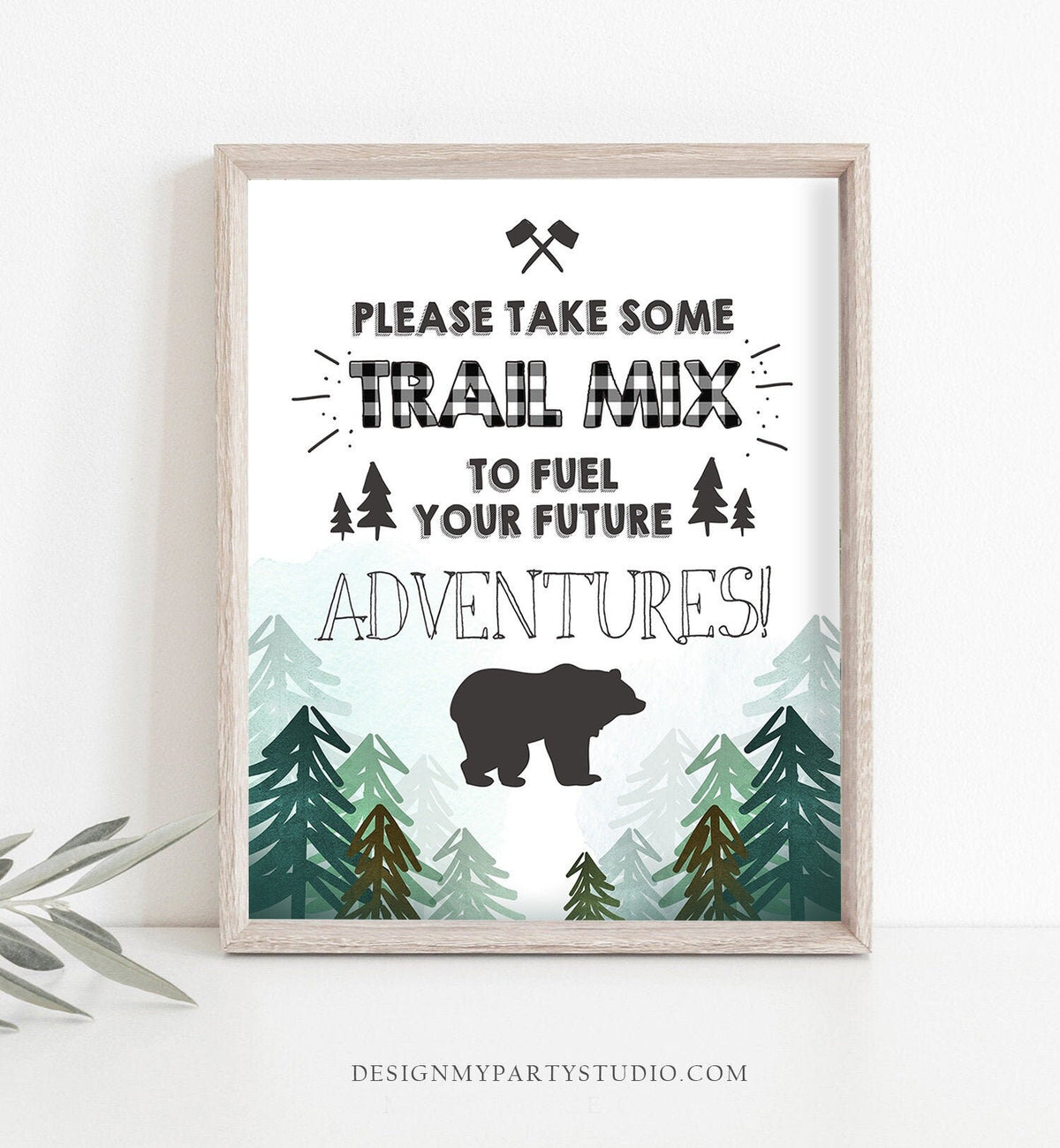 Trail Mix Sign table sign Lumberjack birthday sign Lumberjack party signs Birthday decor Lumberjack sign Adventure Plaid Bear PRINTABLE 0377