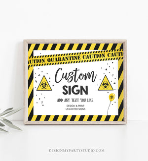 Editable Custom Quarantine Birthday Sign Welcome Quarantine Party Poster Virtual Party Banner None of You Zoom Template PRINTABLE Corjl 0334