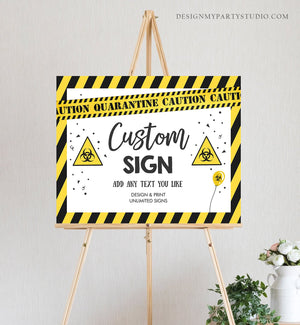 Editable Custom Quarantine Birthday Sign Welcome Quarantine Party Poster Virtual Party Banner None of You Zoom Template PRINTABLE Corjl 0334