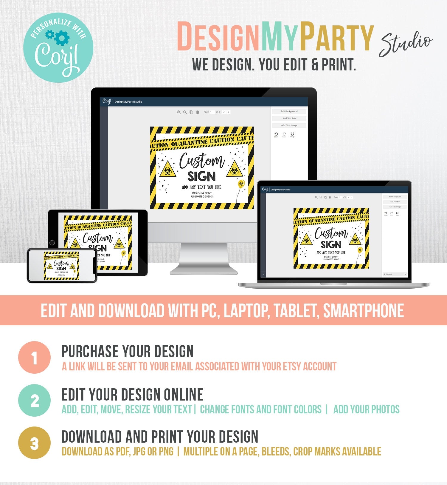 Editable Custom Quarantine Birthday Sign Welcome Quarantine Party Poster Virtual Party Banner None of You Zoom Template PRINTABLE Corjl 0334