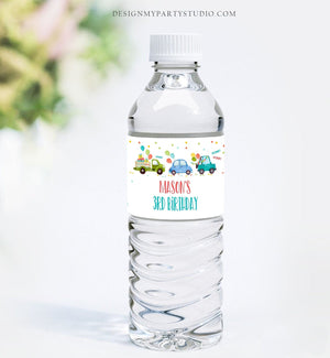 Editable Water Bottle Labels Drive By Birthday Decor Blush Boy Blue Birthday Parade Quarantine Printable Bottle Label Template Corjl 0333