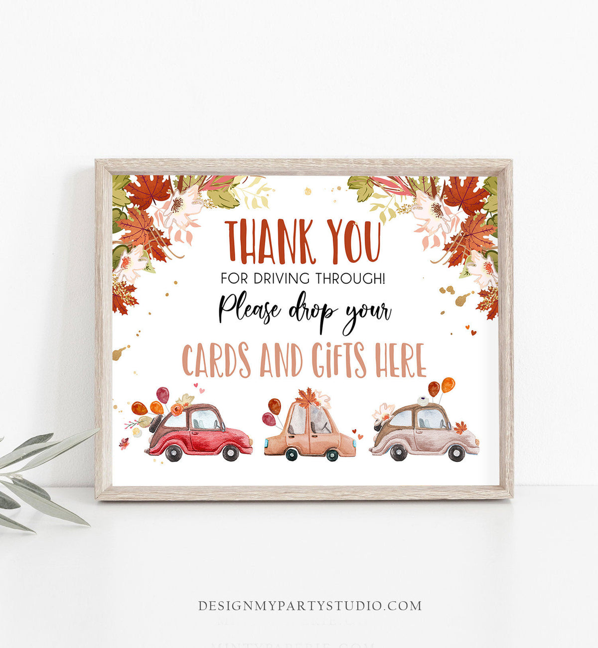 Drive By Sign Birthday Party Parade Fall  Sign Thank You Cards and Gifts Drop off Cards and Gifts Autumn Sign Quarantine Sign PRINTABLE 0335