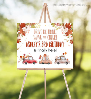 Editable Fall Drive By Birthday Sign Welcome Quarantine Party Poster Welcome Birthday Parade Sign Neutral Template PRINTABLE Corjl 0335