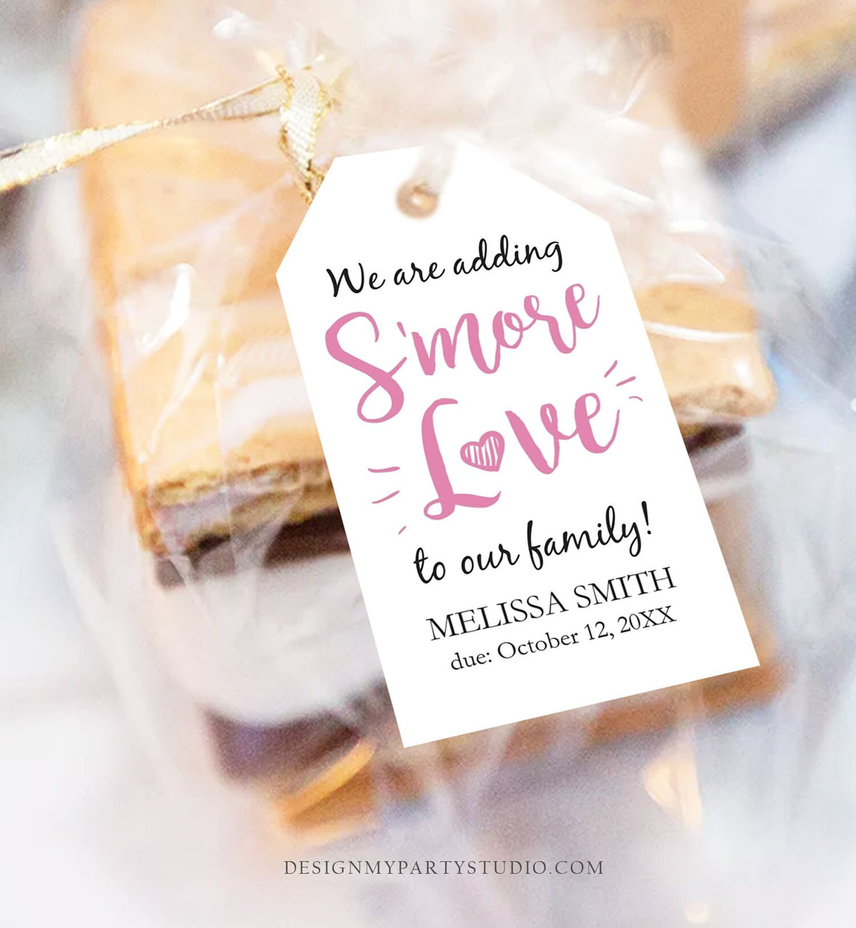 Editable S&#39;more Love Baby Shower Favor Tags Girl We Are Adding Smore Love To Our Family Smores Thank You Tag Printable Corjl Template 0276