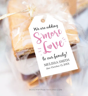 Editable S'more Love Baby Shower Favor Tags Girl We Are Adding Smore Love To Our Family Smores Thank You Tag Printable Corjl Template 0276