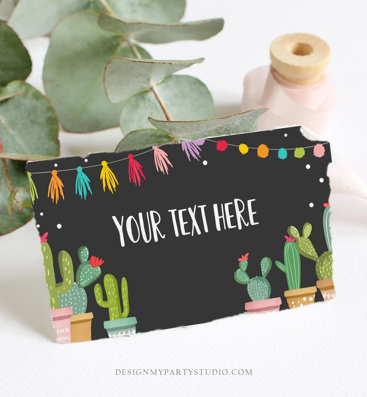 Editable Fiesta Cactus Food Labels Fiesta Party Place Card Tent Card Escort Card Mexican Birthday Fiesta Confetti Decor Corjl Template 0254