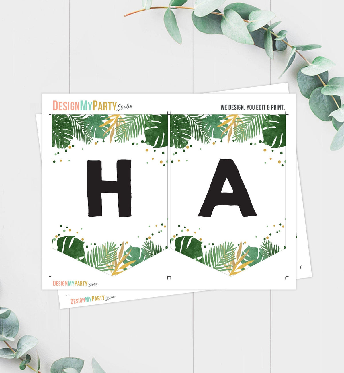 Happy Birthday Banner Wild One Birthday Banner Safari Animals Black and Gold Zoo Wild Birthday Instant download PRINTABLE DIGITAL DIY 0332