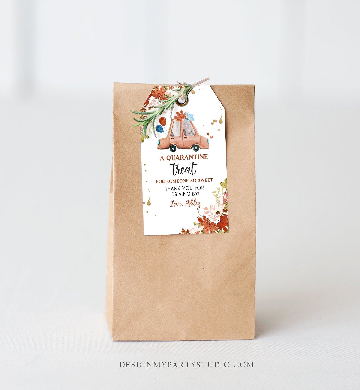 Editable Drive By Favor Tag Fall Drive Through Baby Shower Bridal Shower Birthday Thank You Gift Tags Quarantine Autumn Blue Boy Corjl 0335