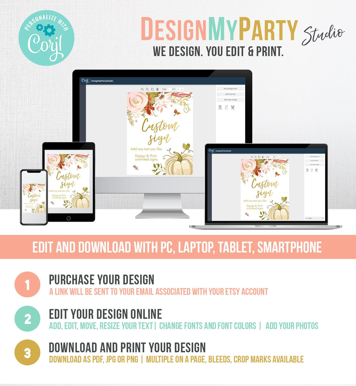 Editable Custom Sign Pumpkin Sign Fall In Love Table Sign Pumpkin Fall Decor Birthday Pumpkin Shower 8x10 Download PRINTABLE Corjl 0176