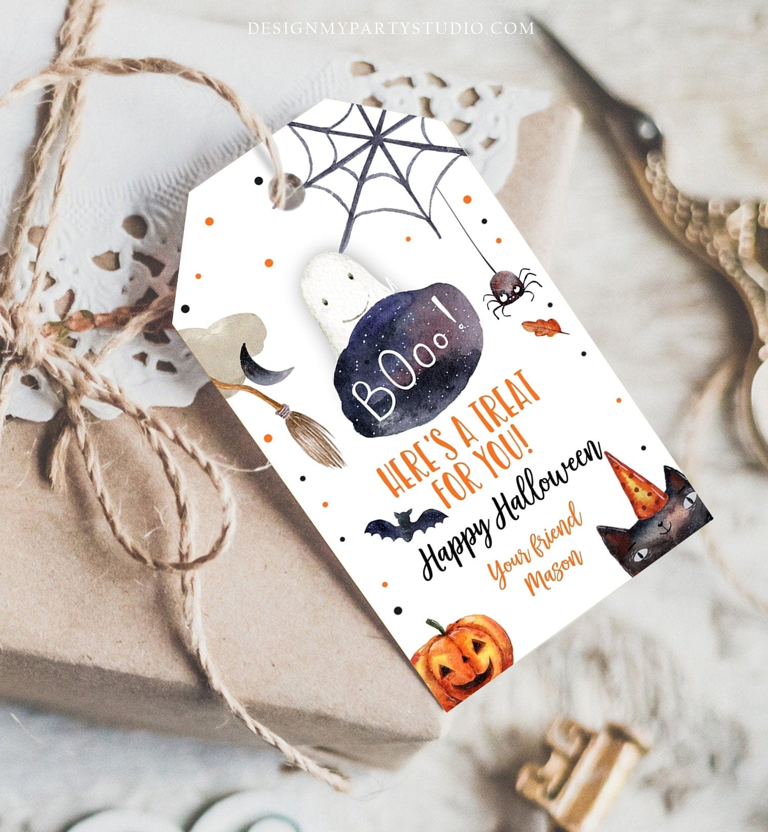 Editable Halloween Favor Tags Boo Gift Tags Costume Party Trick Or Treat Favor Tags Birthday Party Download Printable Template Corjl 0261