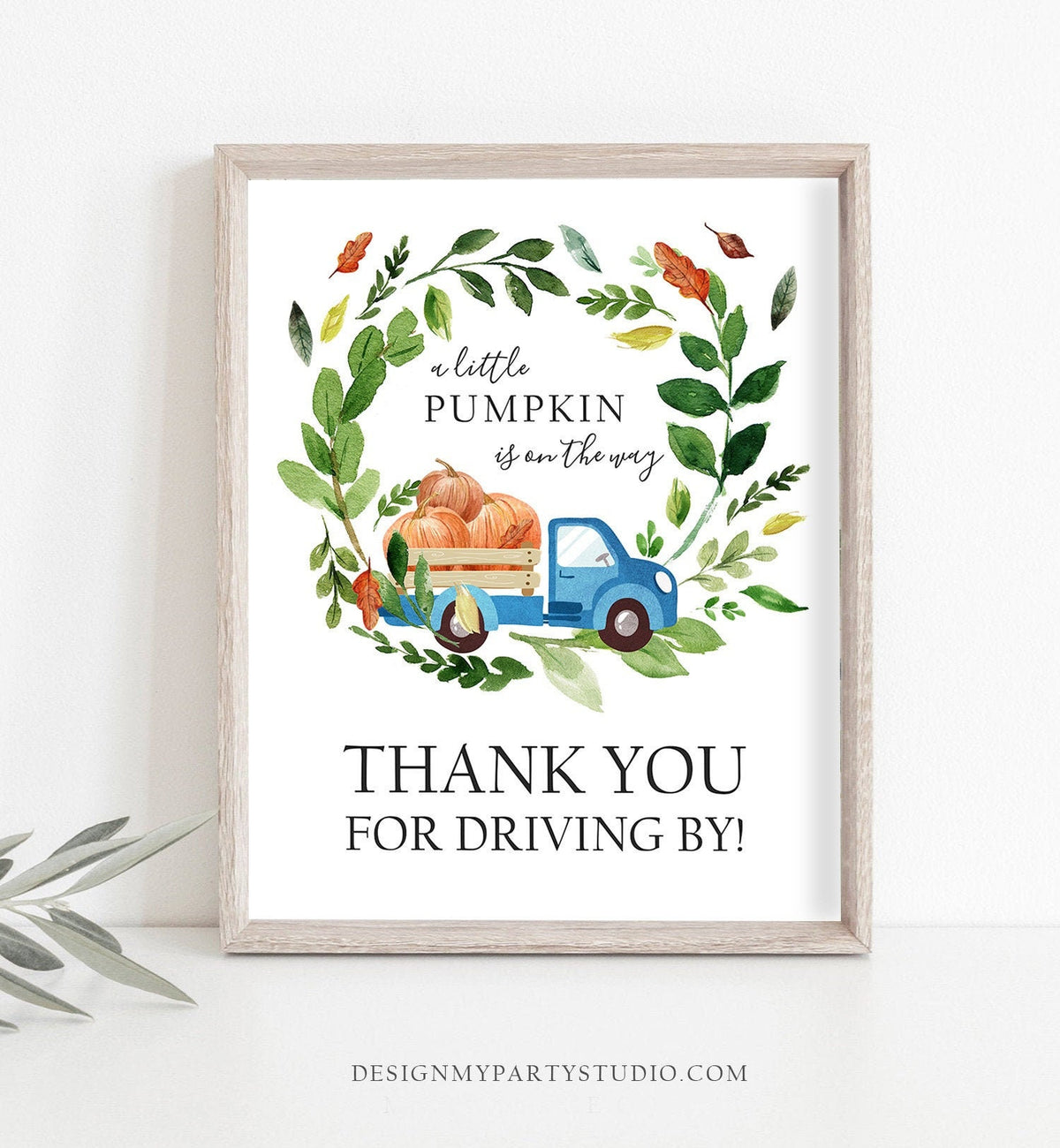 Drive By Baby Shower Sign Drive By Pumpkin on the Way Parade Sign Thank You for Driving Through Treat Favor Truck Blue Boy PRINTABLE 0153