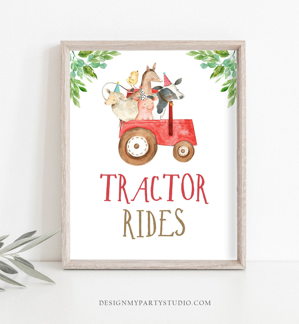 Tractor Rides Sign Farm Animals Party Sign Farm Birthday Sign Zoo Barnyard Birthday Farm Decor Boy Red Tractor Party PRINTABLE 0155