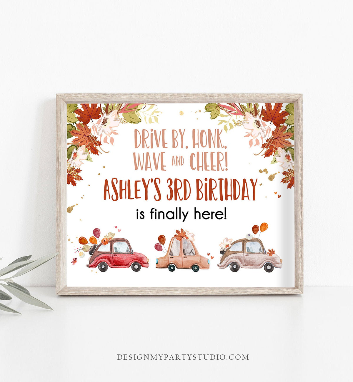 Editable Fall Drive By Birthday Sign Welcome Quarantine Party Poster Welcome Birthday Parade Sign Neutral Template PRINTABLE Corjl 0335