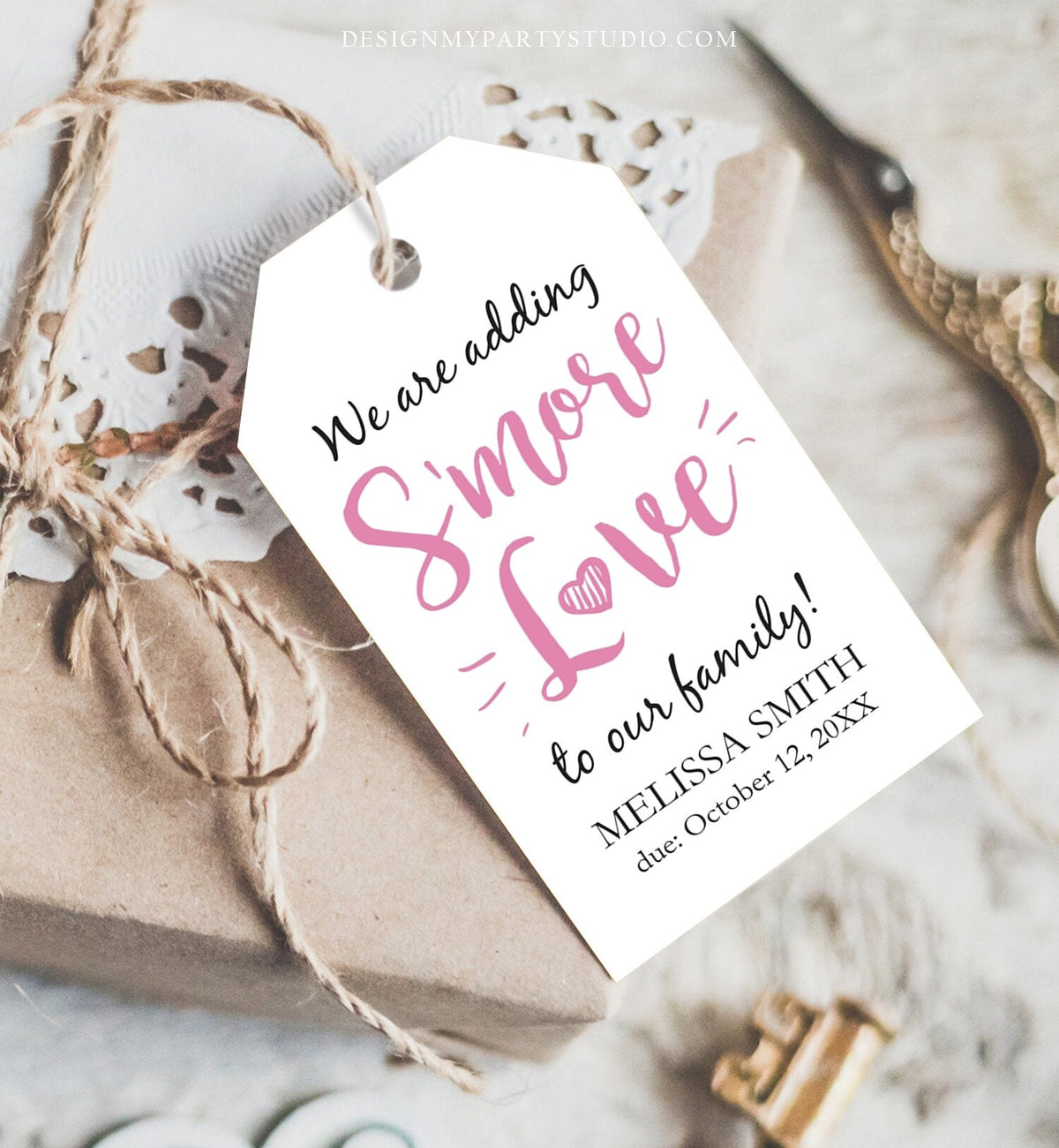 Editable S&#39;more Love Baby Shower Favor Tags Girl We Are Adding Smore Love To Our Family Smores Thank You Tag Printable Corjl Template 0276