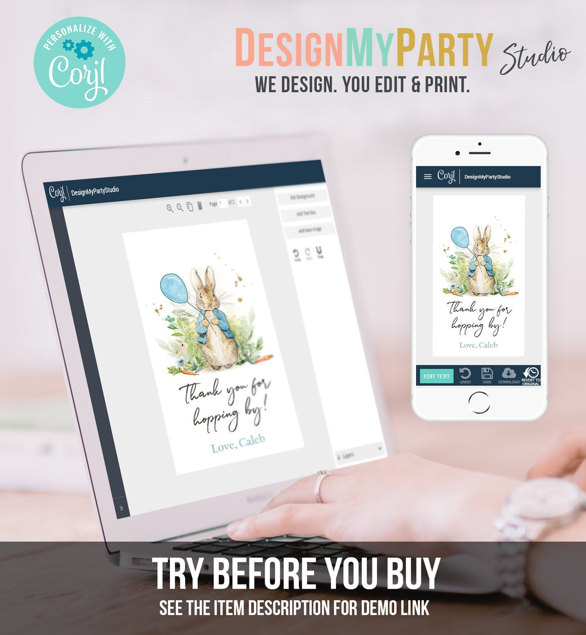 Editable Peter Rabbit Favor Tags Bunny Thank you Tags Boy Birthday Labels Thanks Hopping By Printable Instant Download Corjl Template 0351