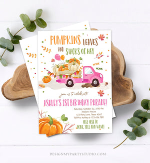 Editable Pumpkin Truck Drive By Birthday Parade Invitation Girl Virtual Party Invite Honk Car Quarantine Fall Download Digital Corjl 0153
