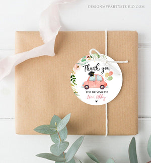Editable Drive By Favor Tag Thank You Driving By Graduation Pjnk Floral Parade Gift Tags Quarantine Girl Digital Corjl Template 0346