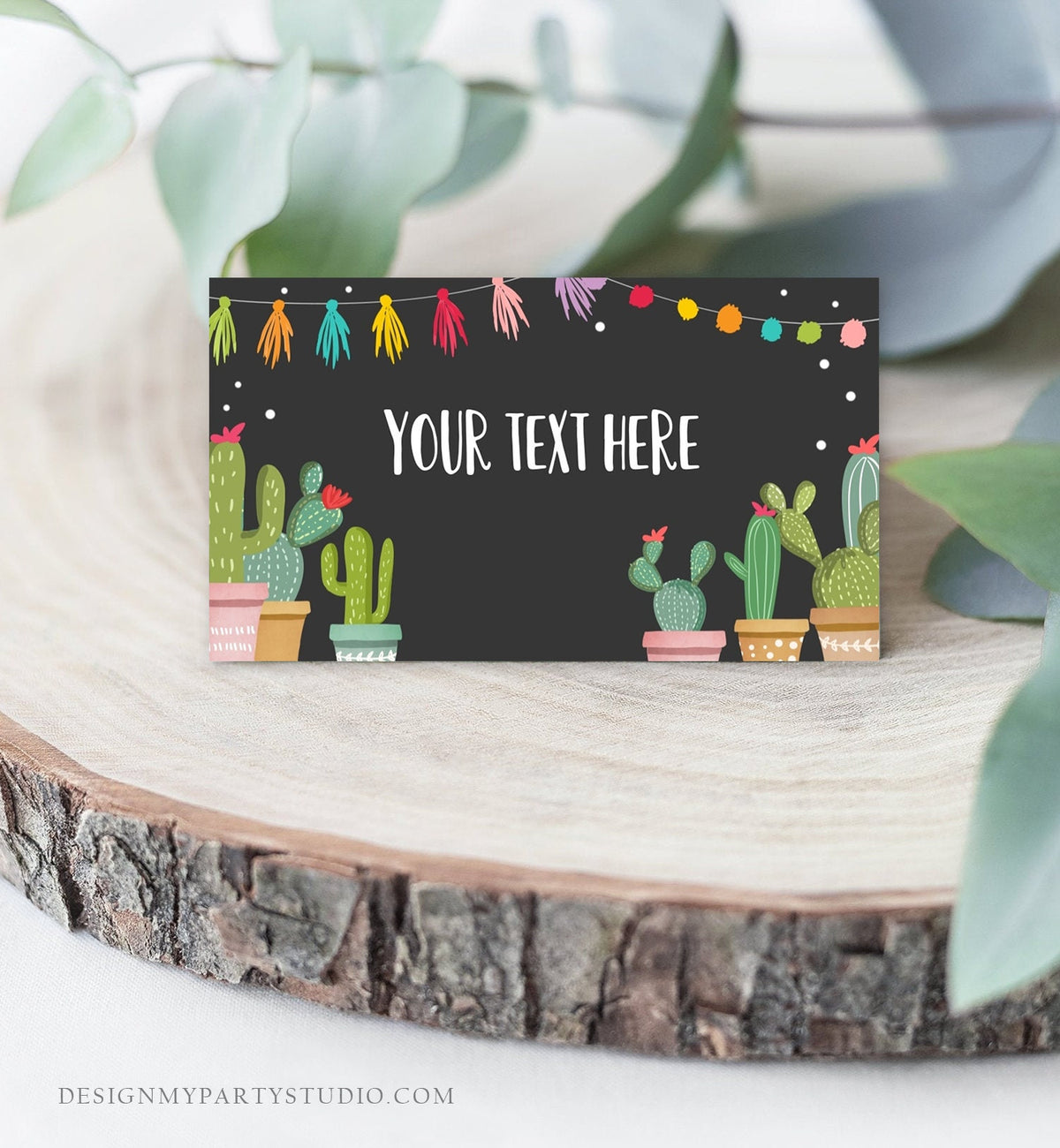 Editable Fiesta Cactus Food Labels Fiesta Party Place Card Tent Card Escort Card Mexican Birthday Fiesta Confetti Decor Corjl Template 0254
