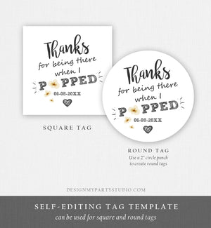 Editable Thanks When I Popped Gift Popcorn Favor Tag Popping Being There Bridal Shower Wedding Birthday Party Stickers Template Corjl 0110