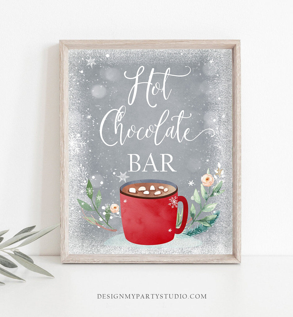 Hot Chocolate Bar Sign Hot Cocoa Bar Printable Table Sign Christmas Bi - Design My Party Studio for Hot Chocolate Bar Sign Printable Free