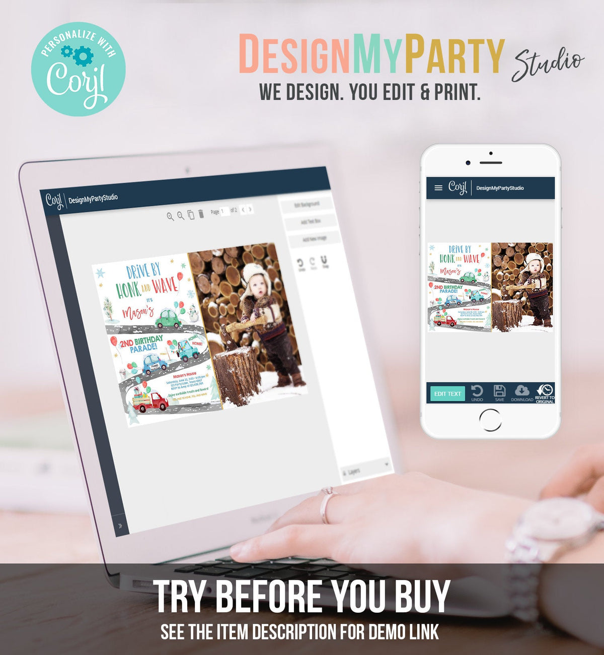 Editable Winter Drive By Birthday Invitation Parade Winter Onederland Virtual Party Invite Boy Blue Green Red Quarantine Download Corjl 0333