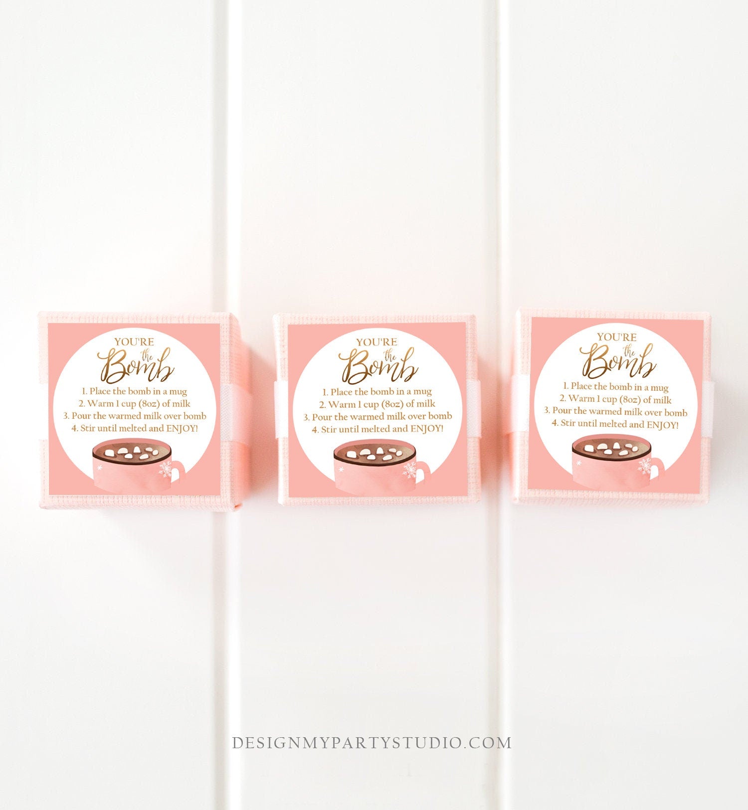 Editable Hot Chocolate Bomb Tags Bomb Instructions Cookies and Cocoa Favor Tags Winter Christmas You're The Bomb Digital PRINTABLE 0353
