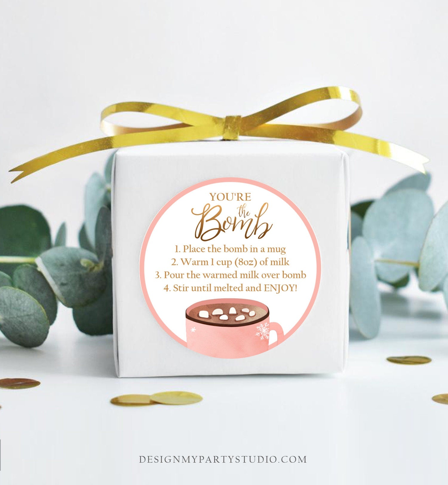 Editable Hot Chocolate Bomb Tags Bomb Instructions Cookies and Cocoa Favor Tags Winter Christmas You're The Bomb Digital PRINTABLE 0353