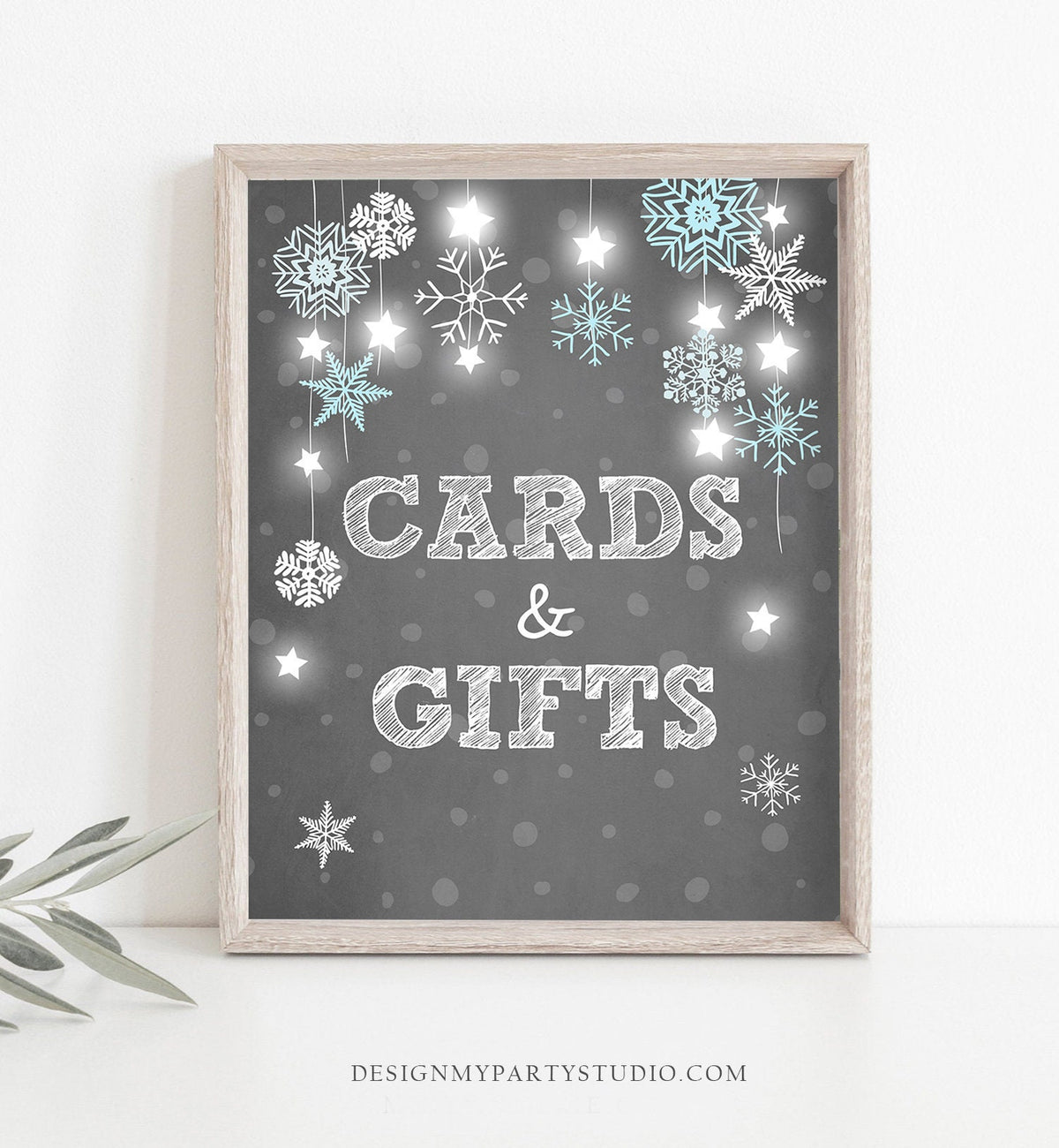 Cards and Gifts Sign Winter Birthday Party Sign Boy Blue Thank You Favors First Birthday 1st Onederland Wonderland Digital PRINTABLE 0057