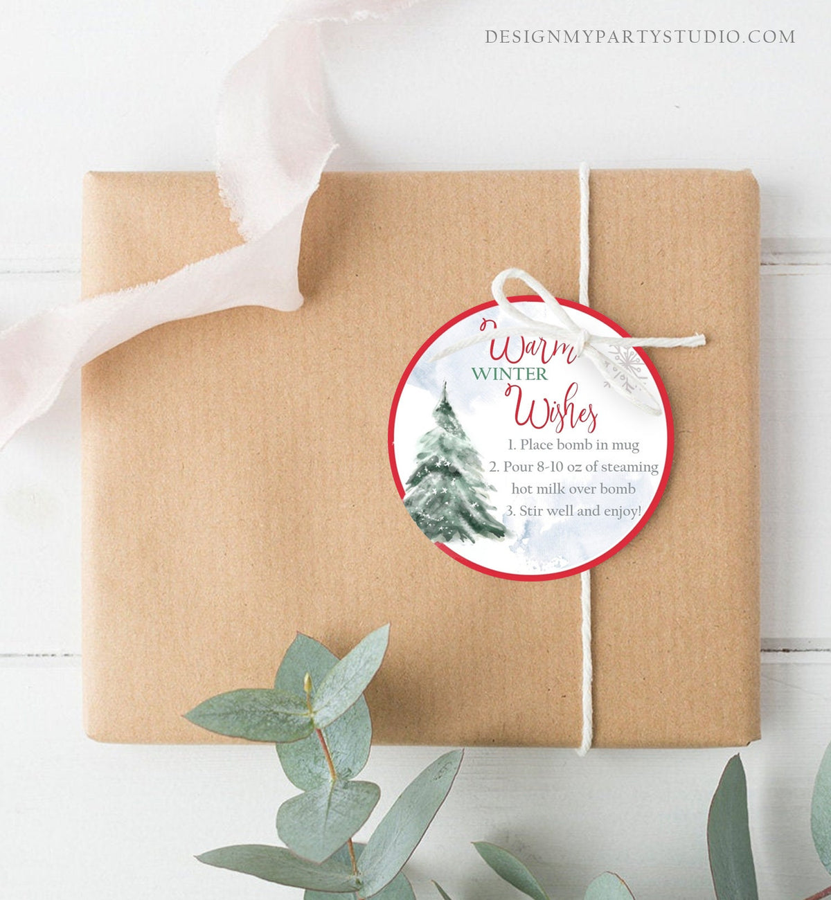 Editable Hot Chocolate Bomb Tags Bomb Instructions Hot Cocoa Tags Bomb Label Tree Winter Christmas Warm Winter Wishes Digital PRINTABLE 0363