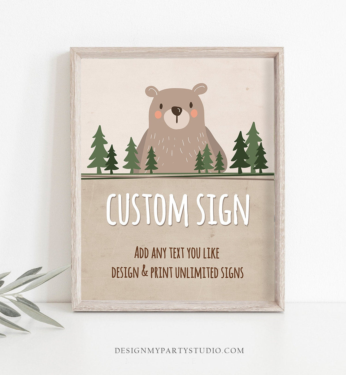 Editable Custom Sign Bear Sign Lumberjack Birthday Woodland Party Decor Little Cub Adventure Woods 8x10 Download PRINTABLE Corjl 0026