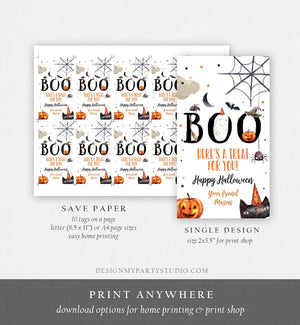 Editable Halloween Favor Tags Boo Gift Tags Costume Party Trick Or Treat Favor Tags Birthday Party Download Printable Template Corjl 0261