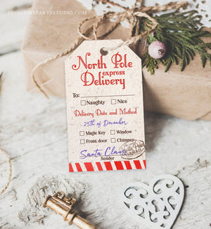 Editable North Pole Delivery Tag Personalized Christmas Tags Holiday Labels Santa Gift Tags Xmas Download Printable Template Corjl 0443