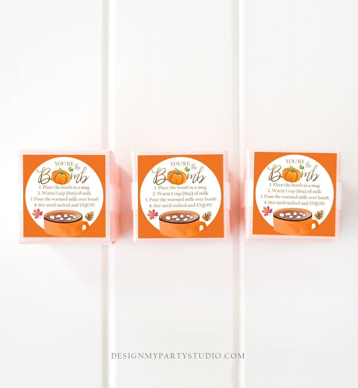 Editable Fall Hot Chocolate Bomb Tags Bomb Instructions Thanksgiving Pumpkin Orange Favor Tags You&#39;re The Bomb Tag Digital PRINTABLE 0353