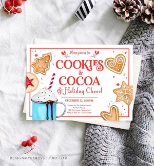 Editable Cookies and Cocoa Invitation Hot Cocoa Party Invite Hot Chocolate Holiday Cookie Exchange Download Printable Template Corjl 0360