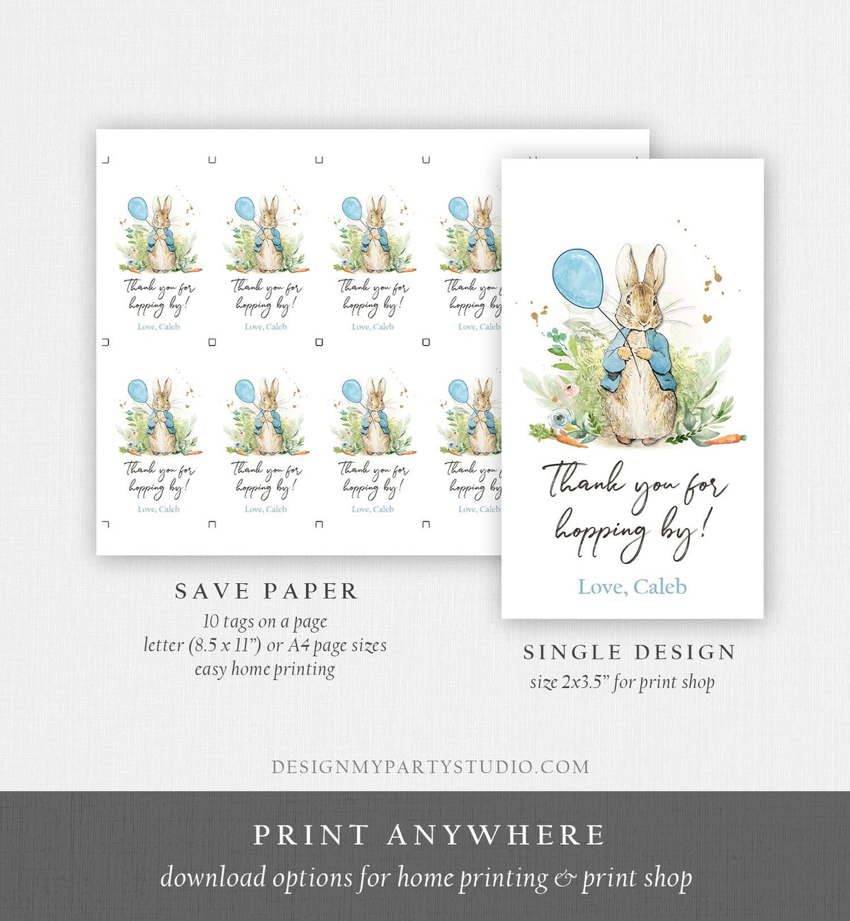Editable Peter Rabbit Favor Tags Bunny Thank you Tags Boy Birthday Labels Thanks Hopping By Printable Instant Download Corjl Template 0351